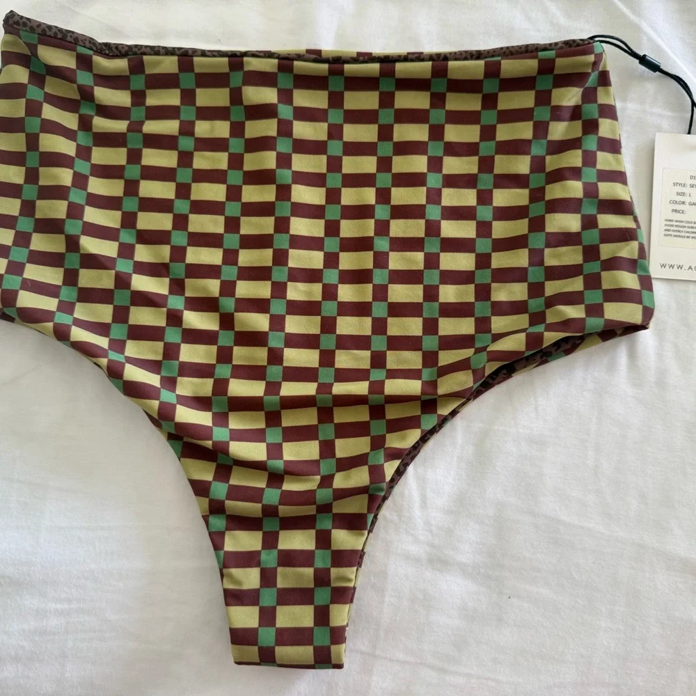 Acacia Swimwear Seychelles Gaucho Checkered Bikini Bottom - Picture 2 of 6